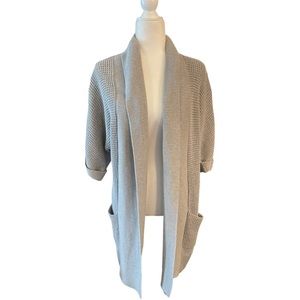 NWT~ LAUREN RALPH LAUREN~Heather Grey Half Sleeve Knit Open Sweater Card…